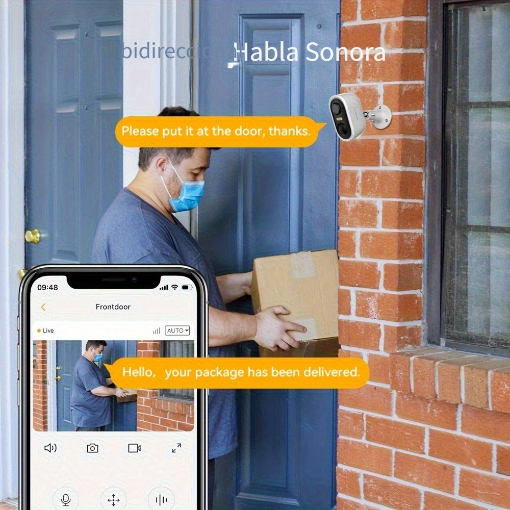 2 piezas Cámara de seguridad exterior LaxiHub, resolución 1296P, cámara CCTV con batería de 5200mAh para seguridad del hogar, almacenamiento en la nube/SD (hasta 256G), detección de movimiento con IA, foco, visión nocturna en color, audio bidireccional, d