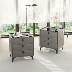 Mesita de noche inteligente gris, negra y blanca, con luz LED, 3 cajones, cómoda para sala de estar/dormitorio