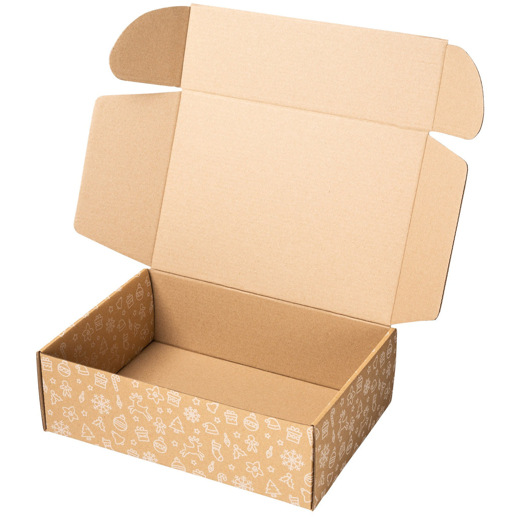 Caja Cartón Envío Navidad, Caja Cartón Navidad Automontable de Cartón Kraft, Caja Regalo - Packer PRO