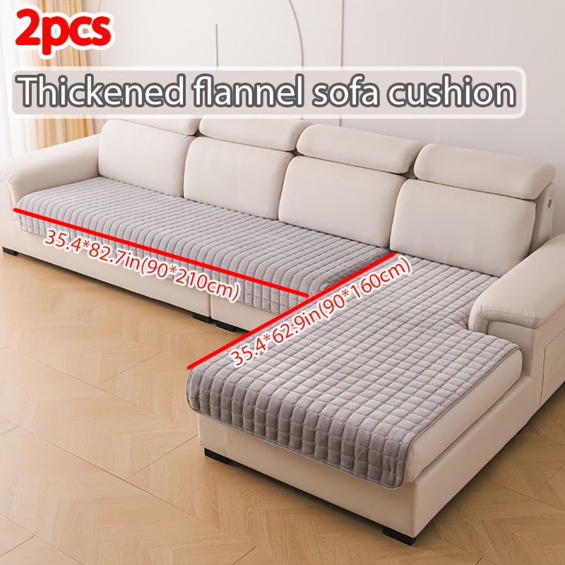 2 piezas de Fundas Elegantes para Sofá Acolchadas en Franela - Protectores Muebles Suaves y Duraderos, Para Toda Temporada, Lavables a Mano o En la Ropadora, Decoración Sala, Dormitorio u Oficina, Amigable con las Mascotas, Textura Acogedora, Cubiertas su