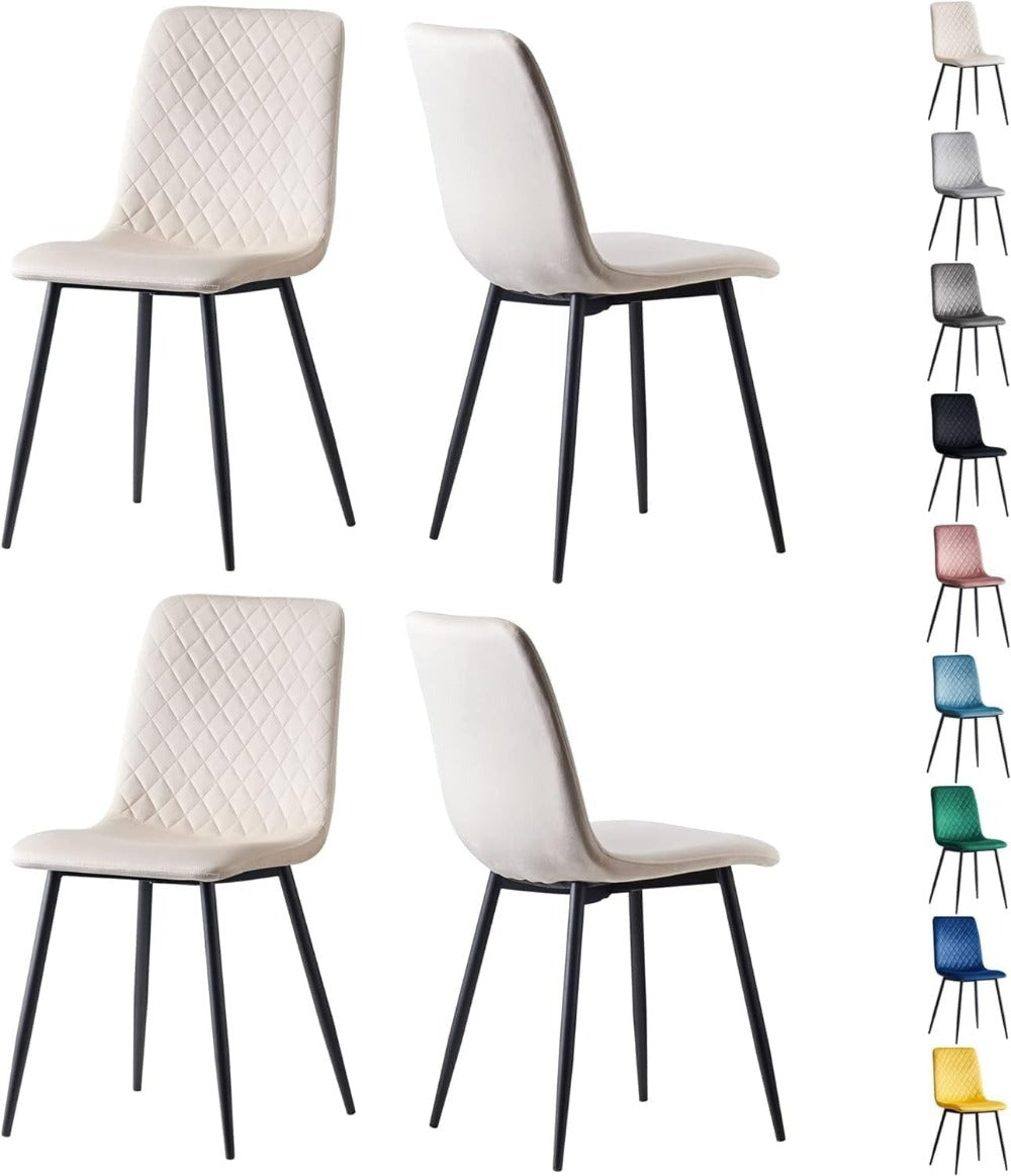 Sillas de comedor MCC Direct en conjunto de 4 piezas Hechas de terciopelo, patas de metal, sillas Lexi, sillas de diseño