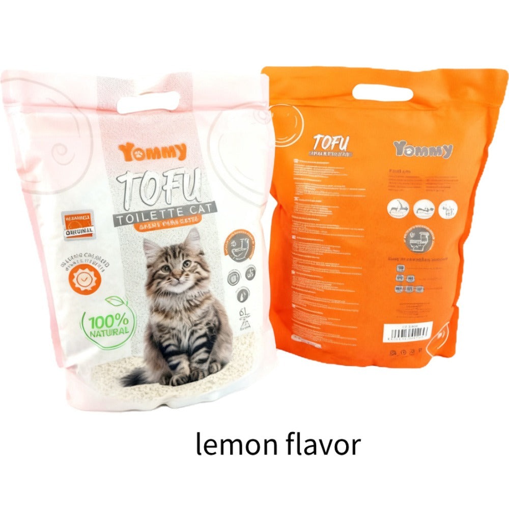 Arena para gatos con tofu perfutado, 6 l (1 paquete), original, arena para gatos con manzana, lavanda, limón y fibra de soja.