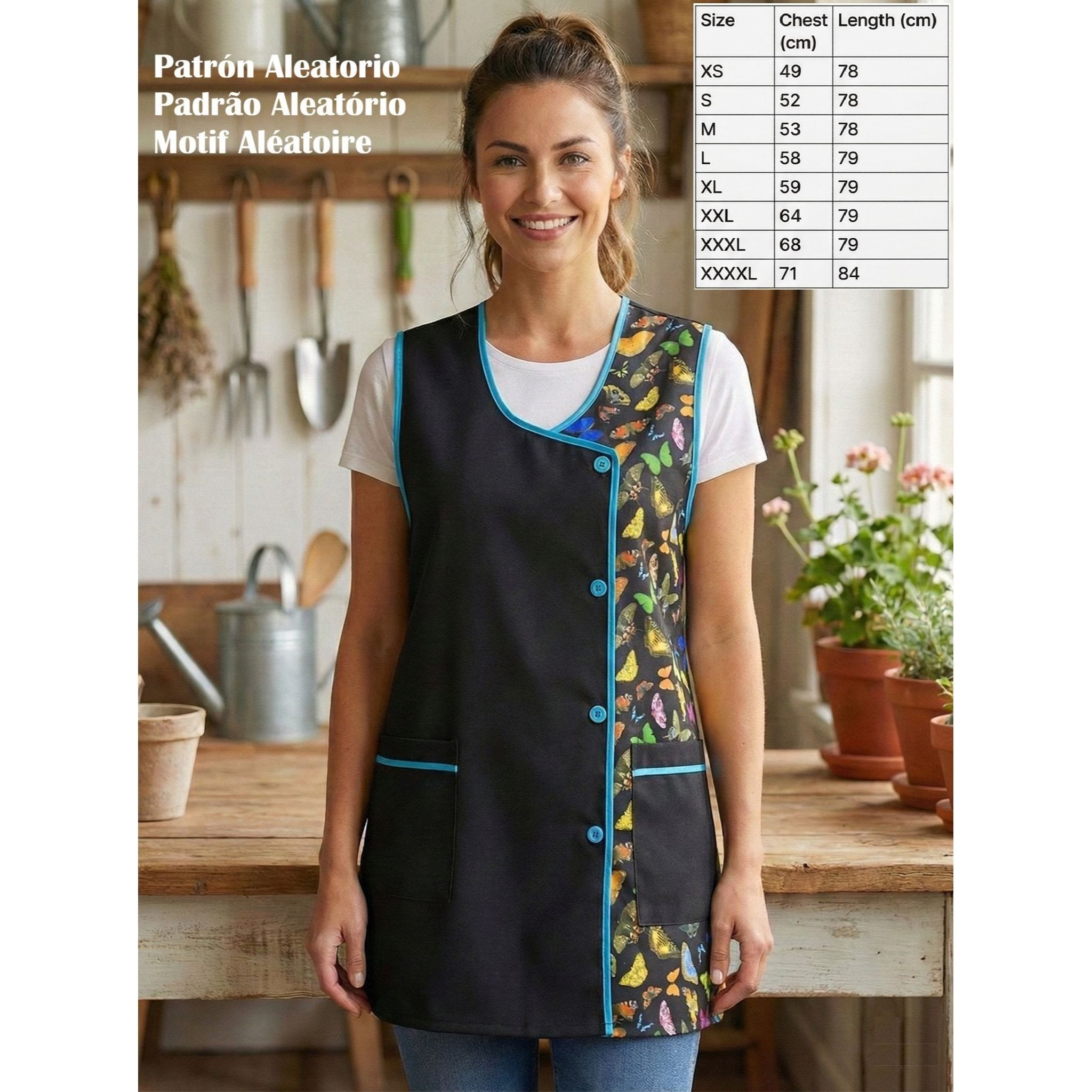 Mandilón de Cocina para Mujer Estampado Patrón Aleatorio Cómodo y Resistente