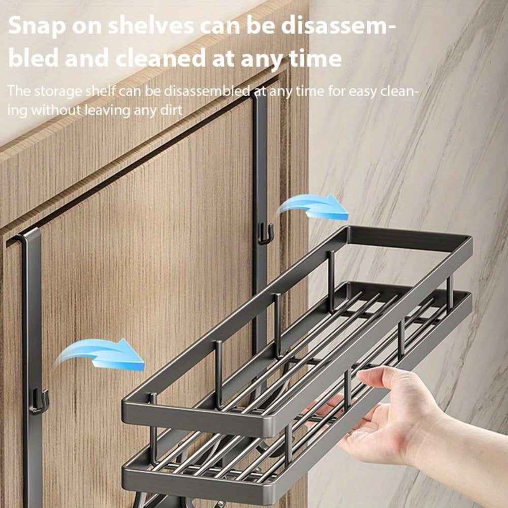 1 estante de almacenamiento para colgar sobre la puerta, fácil de instalar, sin necesidad de taladrar, estilo contemporáneo, extremo pintado, organizador de almacenamiento que ahorra espacio, adecuado para dormitorio, baño y cocina