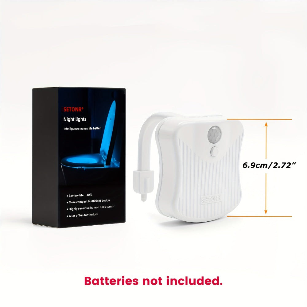 Juego de 2 luces modernas para inodoro con sensor infrarrojo, detección de movimiento y luz nocturna, aptas para baño, de pared/apagado, 16 opciones de color, funcionamiento sin enchufe para taza de inodoro, de plástico