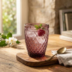 TRESV Set de 6 Vasos de Cristal 250ml | Diseño de Diamante Elegante | Aptos para Lavavajillas | Vidrio Sin Plomo para Agua y Refrescos