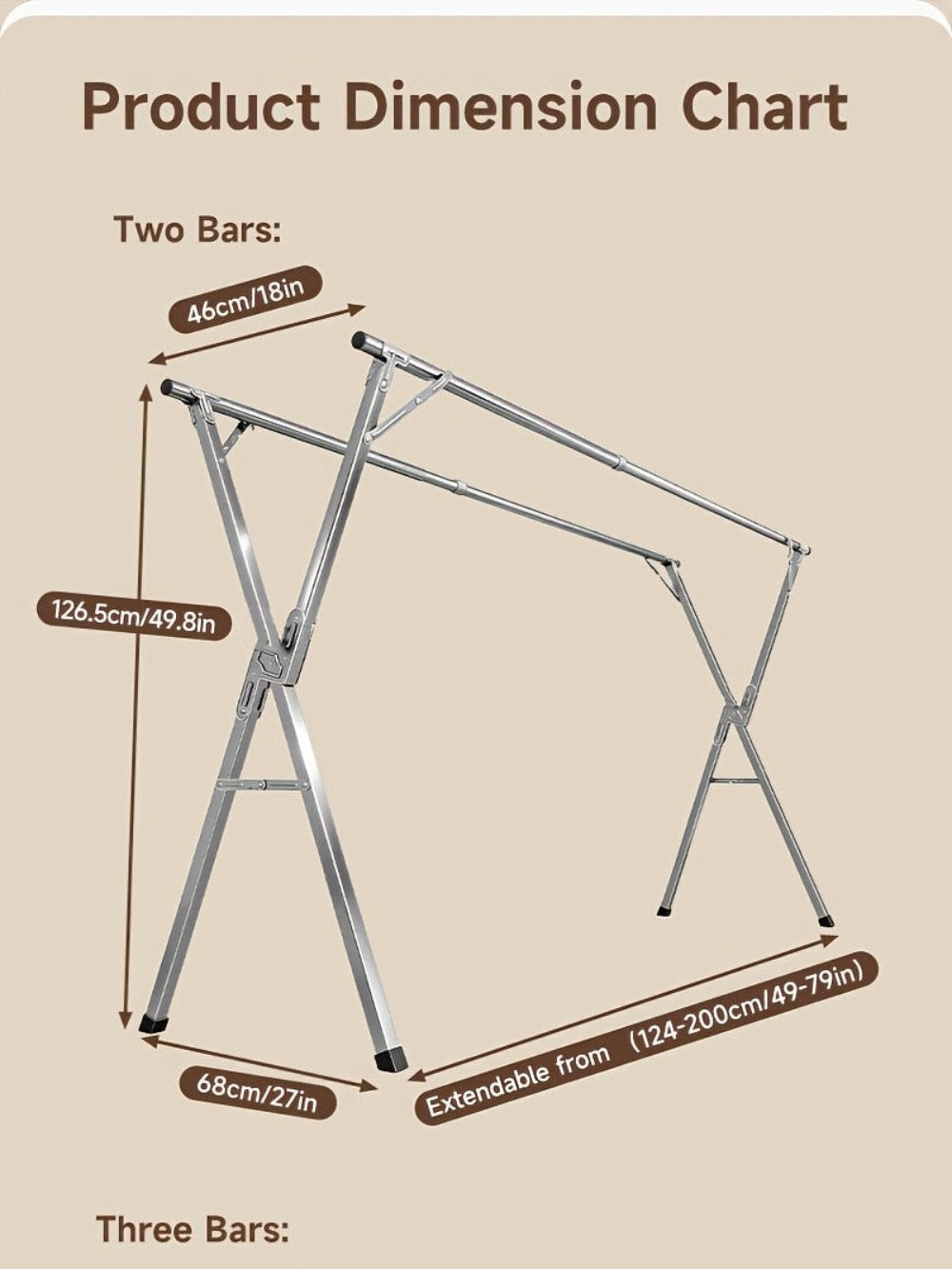 Tendedero de ropa telescópico plegable de marco en X de alta resistencia de 200.03cm/240.03cm, tendedero de lavandería retráctil de acero inoxidable independiente con clips a prueba de viento y para calcetines, ahorro de espacio para uso en interiores y e