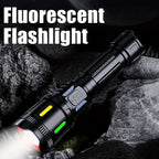 1 linterna recargable potente de alto lumen, 4 modos de iluminación, linterna LED zoomable, linterna de emergencia portátil de aleación de aluminio con pantalla electrónica, para emergencias comerciales, pesca, camping, exploración, caza, senderismo