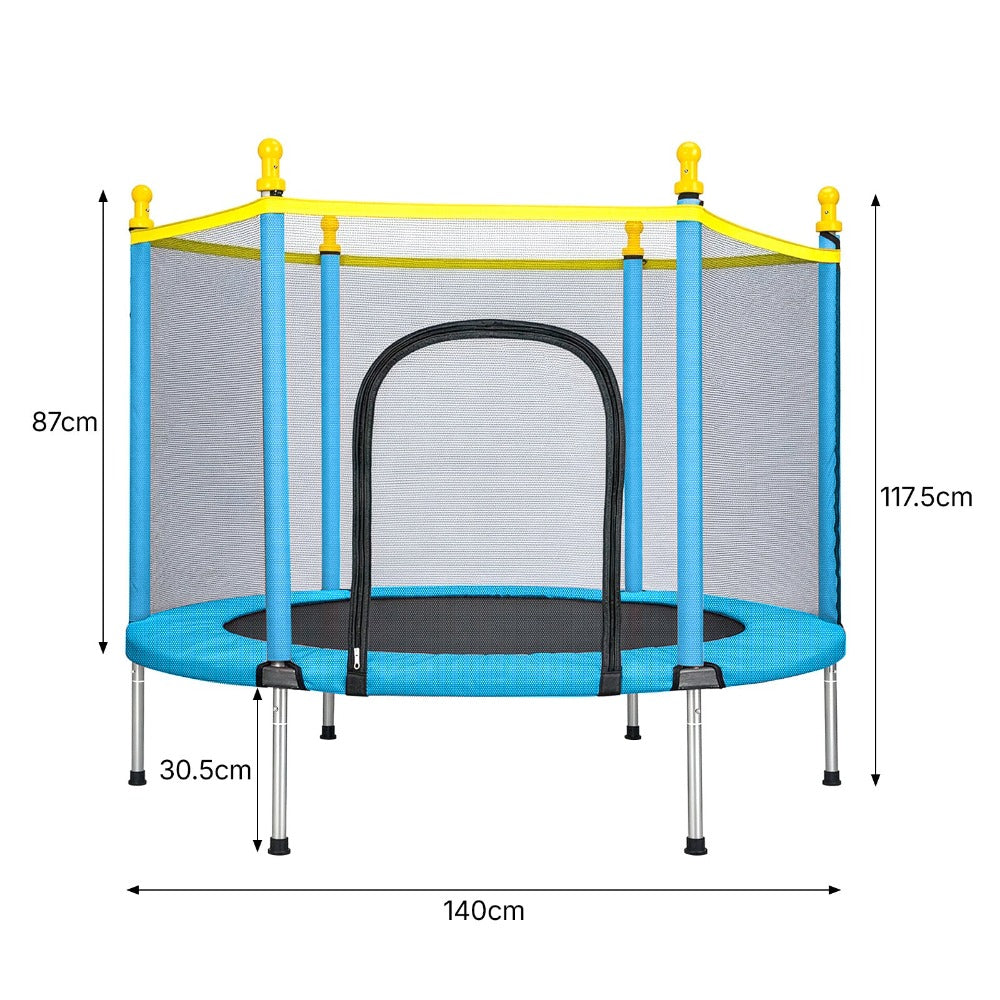 Trampolín de 1.5 pies con cubierta de red de seguridad y accesorios | Saltarín de espacio libre para uso en interiores y exteriores, forma redonda, material de hierro y ABS, disponible en naranja y rosa - Marca: youyijia
