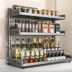 Estante de cocina de tres niveles para especias. Estante de almacenamiento de cocina multifuncional, estante para guardar especias, estante para cuchillos, estante para vajilla, estante para especias, gabinete de cocina, estante de almacenamiento de escri