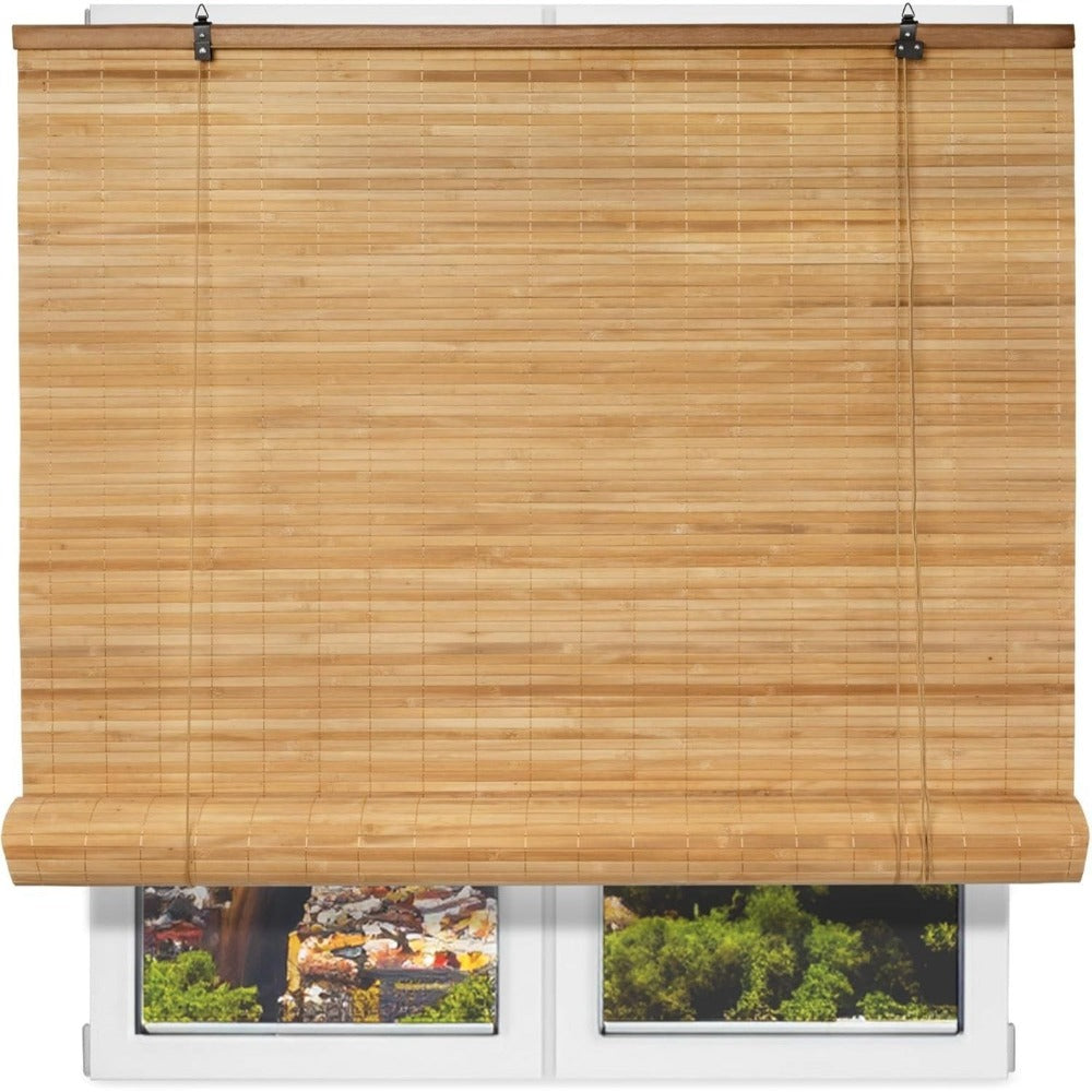 NQT Persiana Estor Enrollable de Bambú Natural, Protección Solar y Privacidad para Ventana