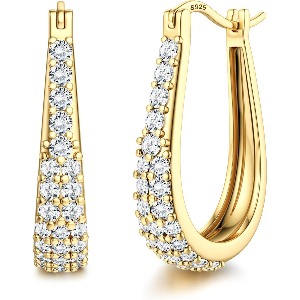 Pendientes de aro huggie de plata 925 para mujer, hipoalergénicos, dorados, listos para fiesta y para regalar, incluye caja de regalo prémium