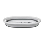 Cubo para la colada retráctil blanco y gris 21 l. Ideal para ropa sucia, Dobla, Juega, Lleva contigo.
