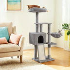 Árbol para Gato de 135 cm, Torre Pequeña con Postes Rascadores, Paraíso de los gatos