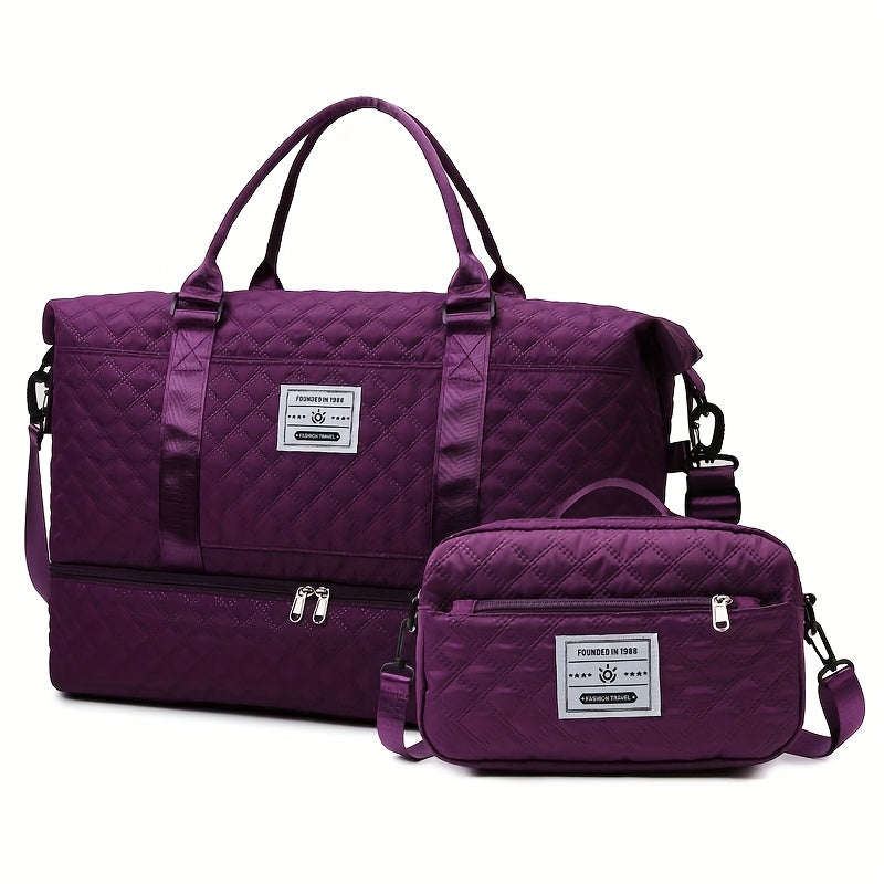 Juego de 2 bolsas de almacenamiento para equipaje, ligeras y plegables, expandibles, bolsa de viaje portátil para fin de semana y pernoctación, bolsa de fin de semana, bolsa de hospital, bolso tote para mujer para viajes de negocios, viajes, deportes, sen