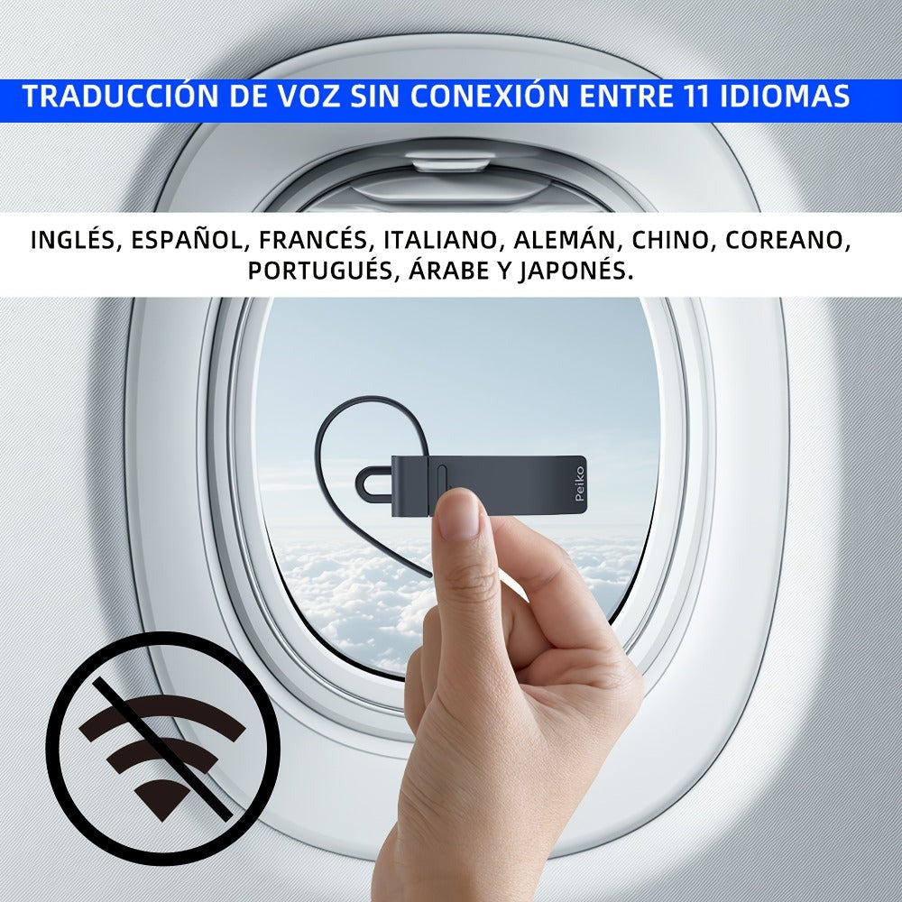 PEIKO WOLRD Auricular con Traductor de Idiomas: Soporte para 136 Idiomas, Traducción en Vivo y Voz Sin Conexión a Internet (11 Lenguas)