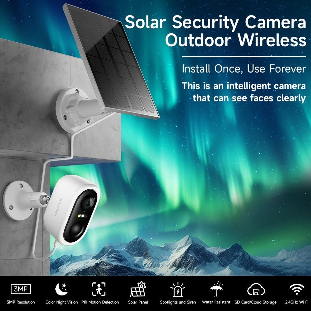 4pcs LaxiHub Cámara de Seguridad Inalámbrica FHD, Cámara Wi-Fi para Exteriores, Rastreo de Movimiento con IA, IP65, Visión Nocturna en Color, Audio Bidireccional para Seguridad de Bebés y Mascotas, Acceso Remoto por App, Almacenamiento en SD/Nube