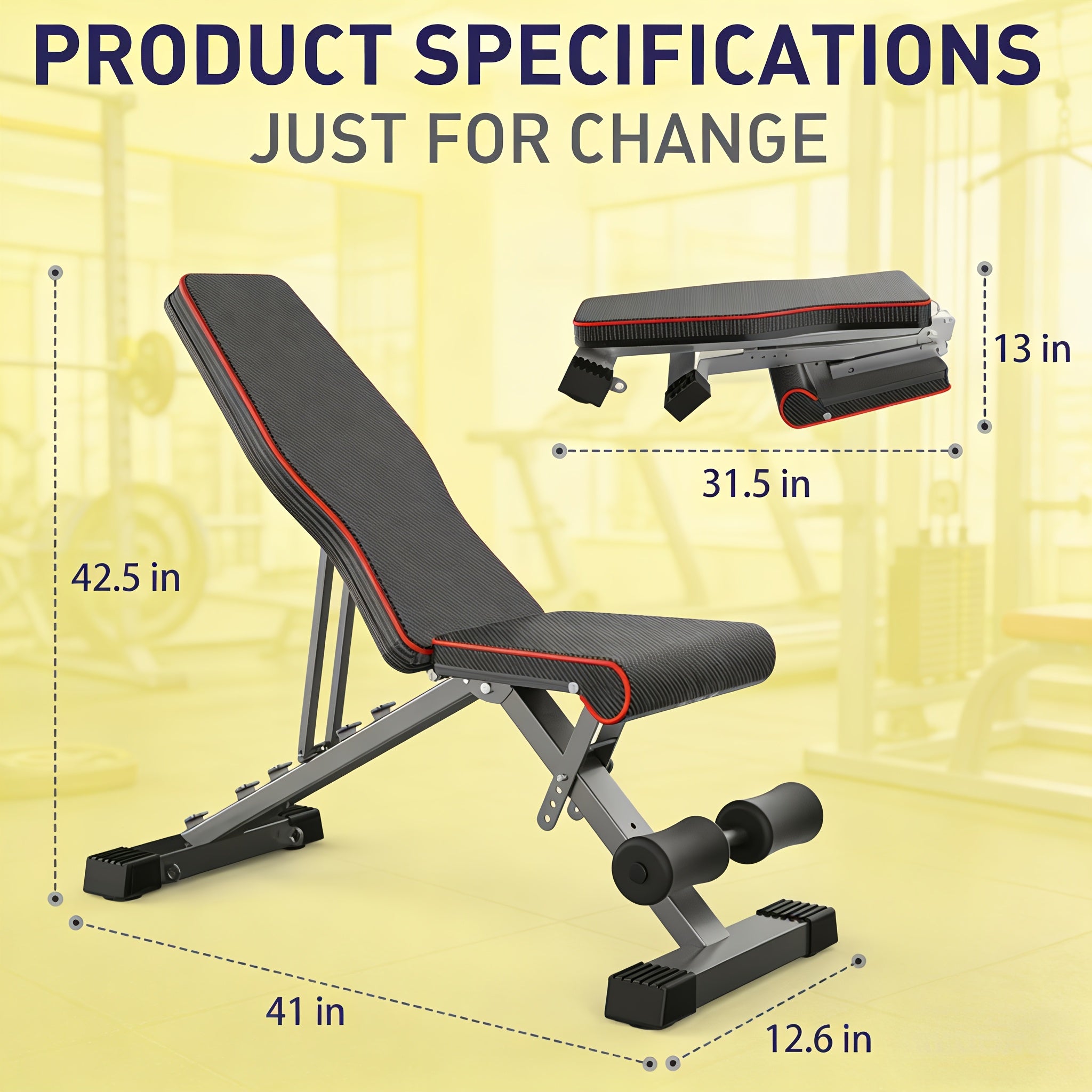 1 Banco de Halteres Plegable y Ajustable - Taburete de Fitness para Entrenamiento de Peso que Ahorra Espacio para Gimnasio, Entrenamiento Físico, Ejercicio Corporal y en Casa - Diseño Compacto, Portátil y Ergonómico