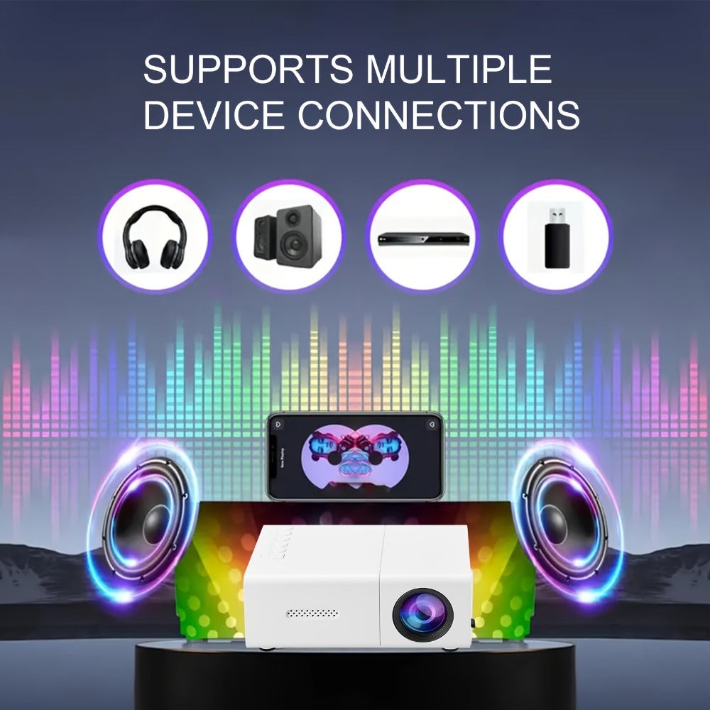 Mini Proyector HD Compacto para Cine en Casa y Camping, Compatible con 1080P, Alimentado por USB, Diseño Portátil con Pantalla LCD, Perfecto para Uso en Interiores y Exteriores