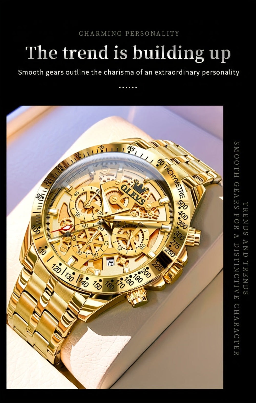 Reloj OLEVS para Hombres Relojes de Acero Inoxidable Lujo Cronógrafo Multifunción con Fecha Clásico Reloj de Negocios para Hombres Regalo para Hombres