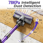 Aspiradora inalámbrica Yanhama/ 78000PA/ Aspiradora inalámbrica 8 en 1/ con cepillo antienredos/ 70 minutos de autonomía/ Aspiradora inalámbrica con pantalla LED/ Aspiradora de mano para pelo de mascotas, suelos duros, alfombras, limpieza de primavera del