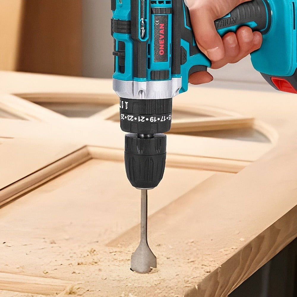 Juego de taladro de 10 mm, taladro de impacto eléctrico, destornillador eléctrico y kit de herramientas eléctricas, adecuado para decoración del hogar, apriete de tornillos y diseño, compatible con herramientas alimentadas por batería ONEVAN