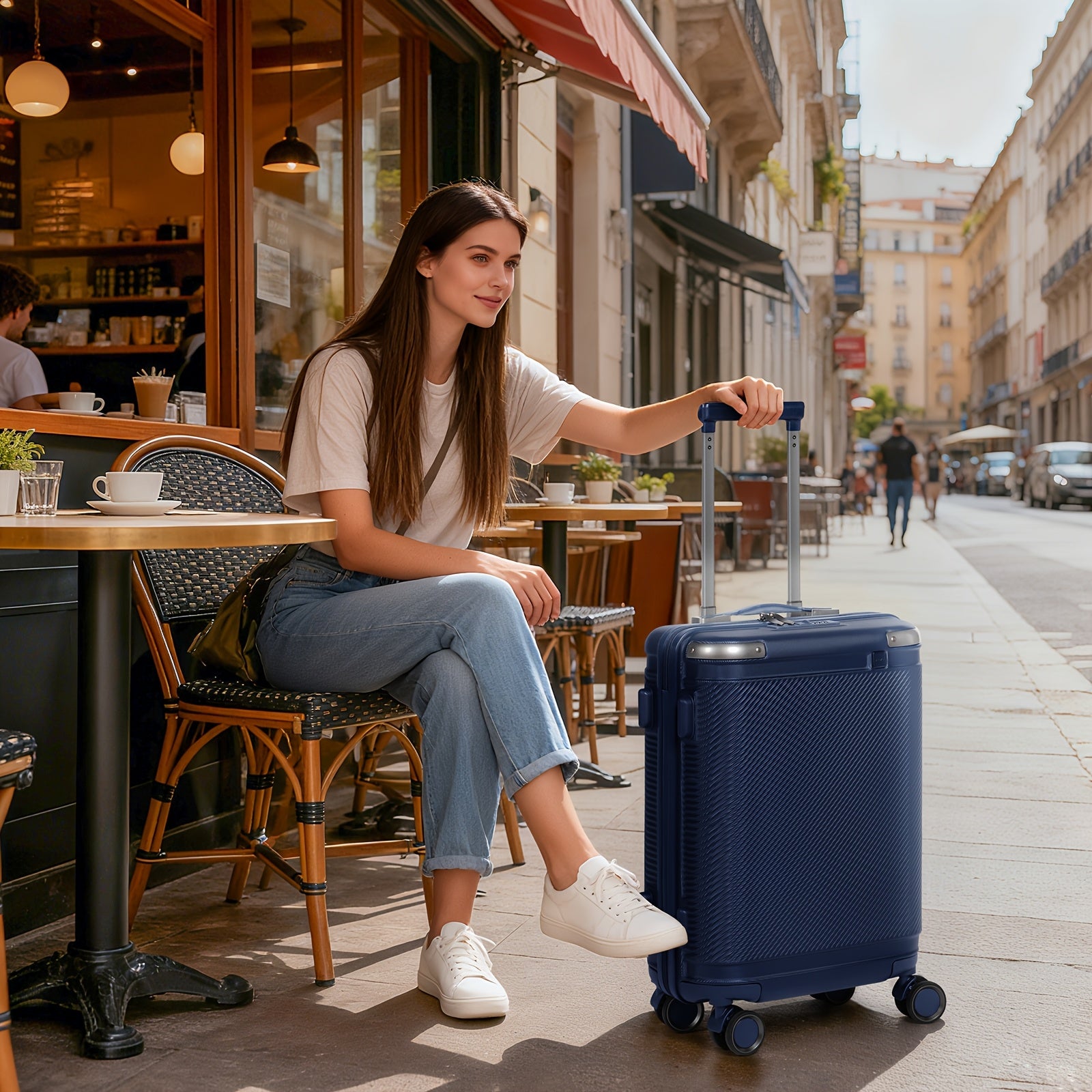 Juego de equipaje de tres piezas, que incluye una maleta de viaje con asa telescópica ajustable, una maleta rígida de ABS con cerradura TSA y ruedas blandas, una bolsa de cabina y equipaje con ruedas unisex.