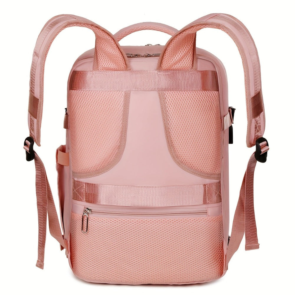 La mochila está hecha de tela Oxford de alta calidad, con un compartimento de viaje de separación seca y húmeda, color sólido, mochila simple y de gran capacidad con compartimento independiente para zapatos, ideal para viajes, desplazamientos y escuela