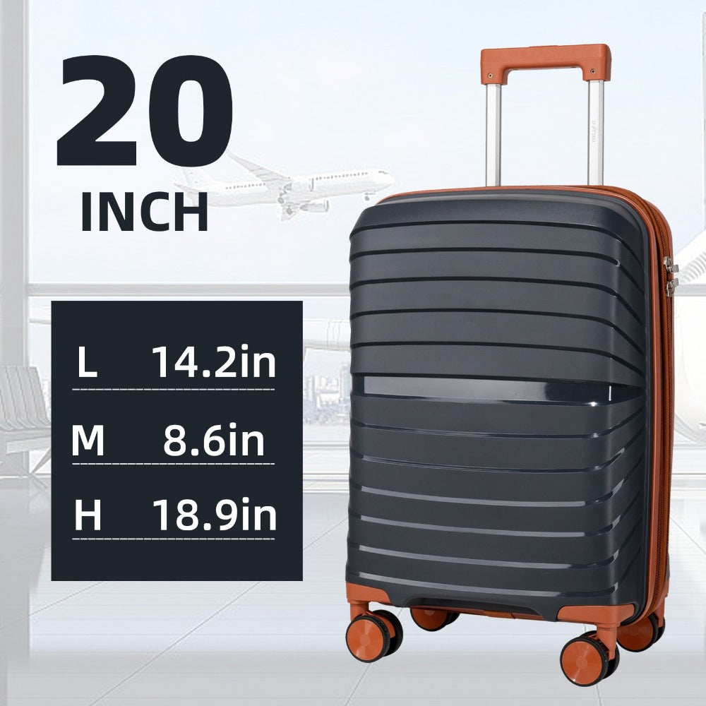 Maleta Nueva de 20 Pulgadas 100% PP | Resistente a Golpes y No Deformable | Diseño Expandible | Lista para Vuelos | Ideal para Aventuras de Viaje y un Regalo Práctico Perfecto para Amigos