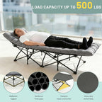 Cama de campaña para adultos con cojín extra grueso de 4 cm, cómoda y plegable, cama portátil para dormir, soporta 150 kg