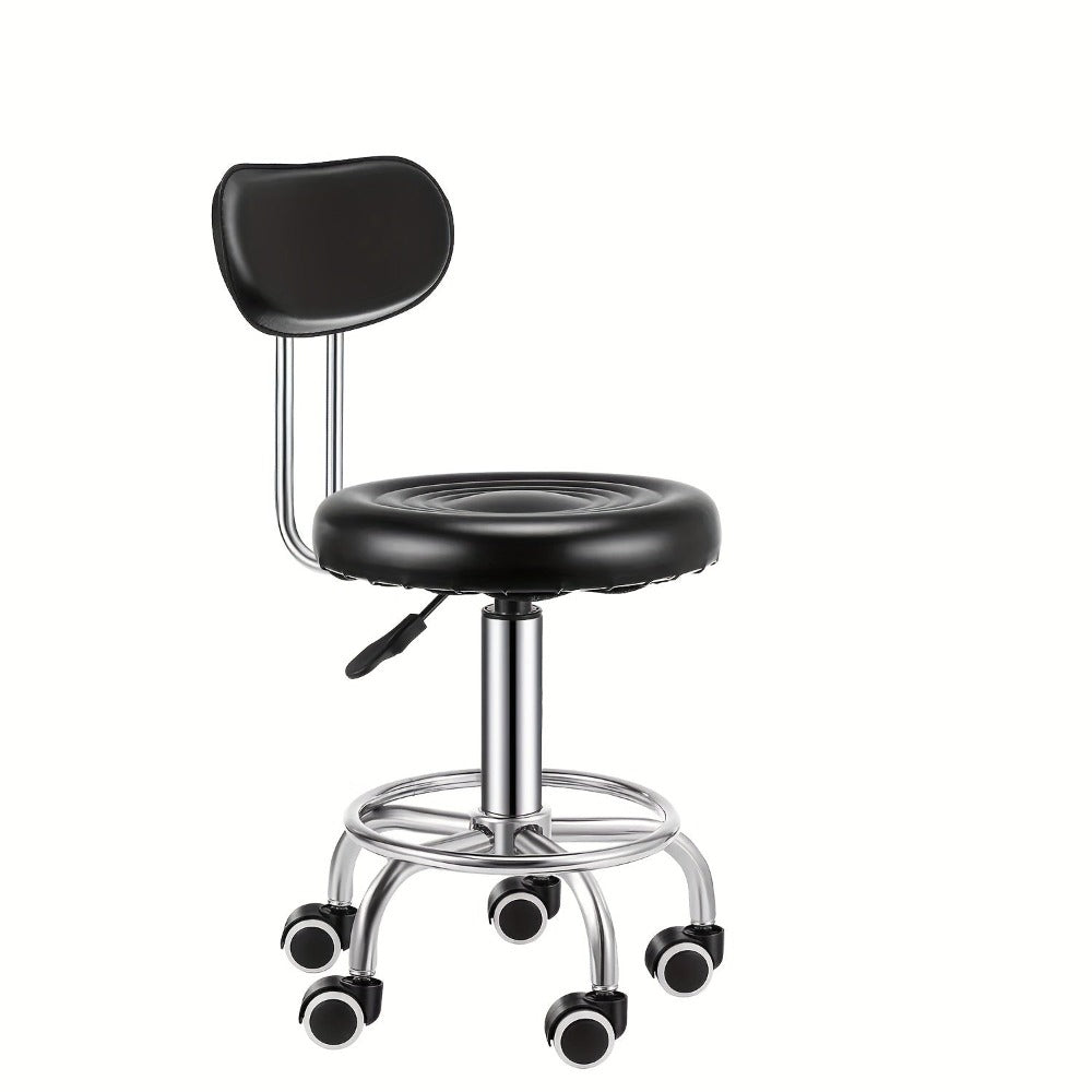 Taburete de bar giratorio con respaldo y altura ajustable, silla de metal rodante hidráulica de alta resistencia de 181.44 kg para cocina, salón, oficina, masajes y clínica