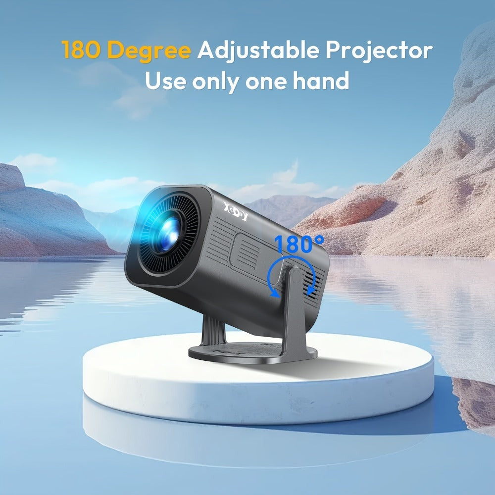 XGODY Proyector Portátil, con Android 11, Dual Wifi6, 260ANSI de Brillo, Local 1280X720P HD, Soporte 4K, Bajo Ruido, Operación con Una Mano, Ángulo de Proyección Flexible de 180°, Mini Proyector de Cine en Casa