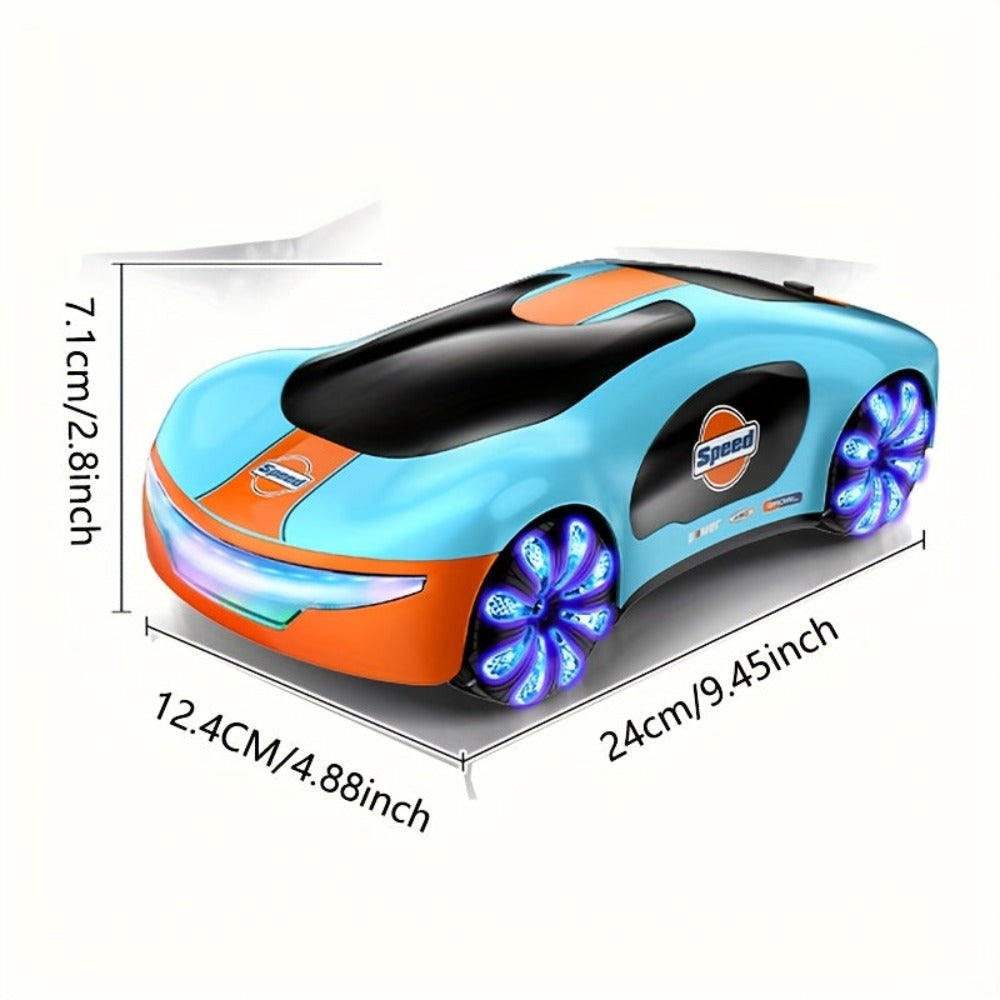 Coche de juguete, Coche RC de acrobacias y deriva, Nuevo estilo de automóvil eléctrico de energía, con pila de carga (sin función de batería de almacenamiento), con control remoto de mango y correa de muñeca, con efectos de iluminación y efectos de rociad