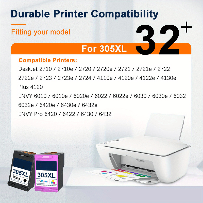 Cartucho de tinta | Cartuchos de tinta 305XL 305 XL Compatibles con HP, para HP Deskjet 2700 2710 2720 Deskjet Plus 4110 4120 Envy 6010 6020 6032