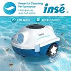 INSE Y10 Limpiador Robótico de Piscinas, Operación Sencilla, Potente Rendimiento de Limpieza, Fuerte Succión con Doble Entrada de Succión, 5200Mah, 42000Pa, Cesta de Filtro de 2.6L, Batería de Larga Duración, Estacionamiento Automático a lo Largo de la Pa