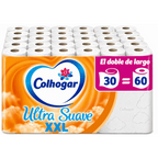 Colhogar Ultra Suave XXL 30 ROLLOS DE 32.5 METROS - Papel Higiénico Suave - Paquete con 30 Rollos Extra Grandes - Papel de Baño de 2 Capas - 100% Libre de Perfume - Blanco