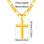Collar con colgante para hombre de plata 925, cadena Figaro minimalista chapada en oro de 18K con colgante de cruz 3D, regalo perfecto para él, regalo para el Día del Padre, en caja de regalo