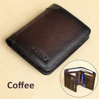 Cartera de Cuero Genuino para Hombre con Juego de Tarjetas de Bendición, Bloqueo RFID, Ultra Delgada, Piel de Vaca de Primera Calidad, Porta Tarjetas de Identificación y Crédito Multifuncional Compacto, Regalo para Navidad, Día de San Valentín y Día del P