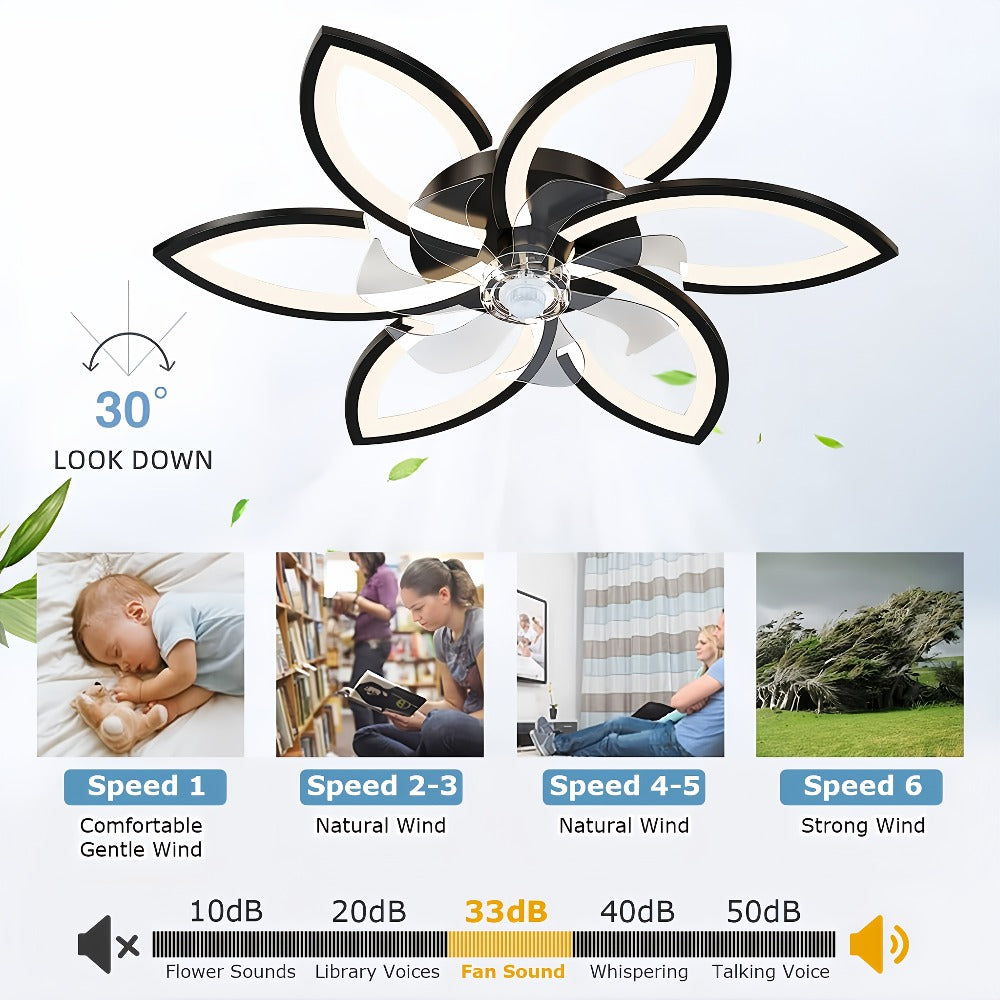 Ventilador de techo con iluminación para dormitorio y sala de estar | 66W y control remoto