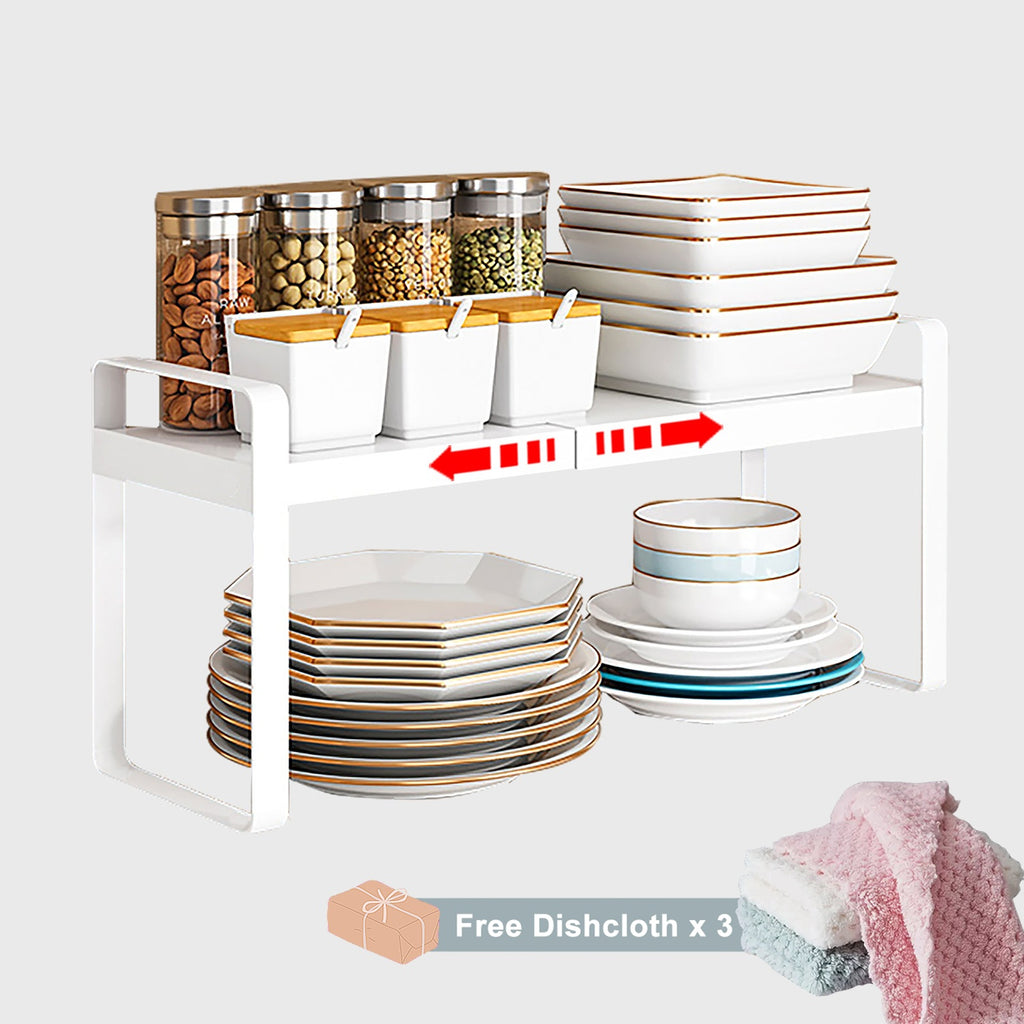 Organizador de Estantes de Cocina Metálicos Ajustables y Expandibles, Estante de Especias para Alacenas y Encimeras, Ideal para Despensa, Baño - Estantes de Soporte Superior Multiusos, Organizadores y Almacenamiento de Cocina, Estantes de Utilidad