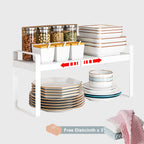 Organizador de Estantes de Cocina Metálicos Ajustables y Expandibles, Estante de Especias para Alacenas y Encimeras, Ideal para Despensa, Baño - Estantes de Soporte Superior Multiusos, Organizadores y Almacenamiento de Cocina, Estantes de Utilidad