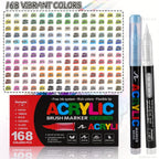 Rotulador de 168 colores con punta de pincel suave, ideal para usar en roca, madera, lienzo, piedra, vidrio y cerámica - Punta anti-compresión para una aplicación suave - Perfecto para manualidades, regalos navideños y proyectos artísticos