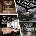 Luz LED para garaje | Paquete de 14 luces hexagonales tipo panal con marco, estilo moderno 680W 72420LM LED para lámpara de techo de garaje con