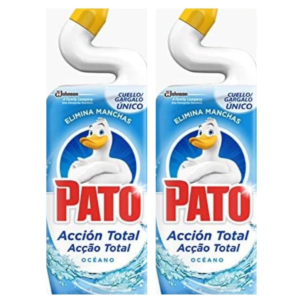 Pato WC Frescor total- Limpiador Quitamanchas para Inodoro 2 Unidades*750 ml-Pato WC Acción Total limpiador para inodoro Oceano, limpia y perfuma 2 Unidades*750 ml