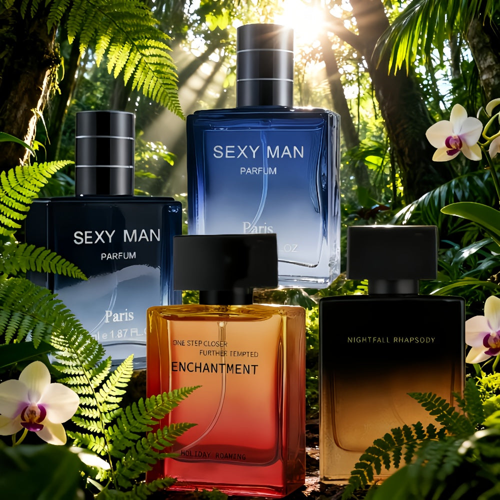 Fragancia para hombre - Perfume unisex 55ml*2 + 55ml*2, 4 botellas de perfume con notas de base cálidas ambaradas moscadas y amaderadas, aroma de larga duración, diseño de perfume de lujo, regalo de Navidad, Día de San Valentín, Año Nuevo -