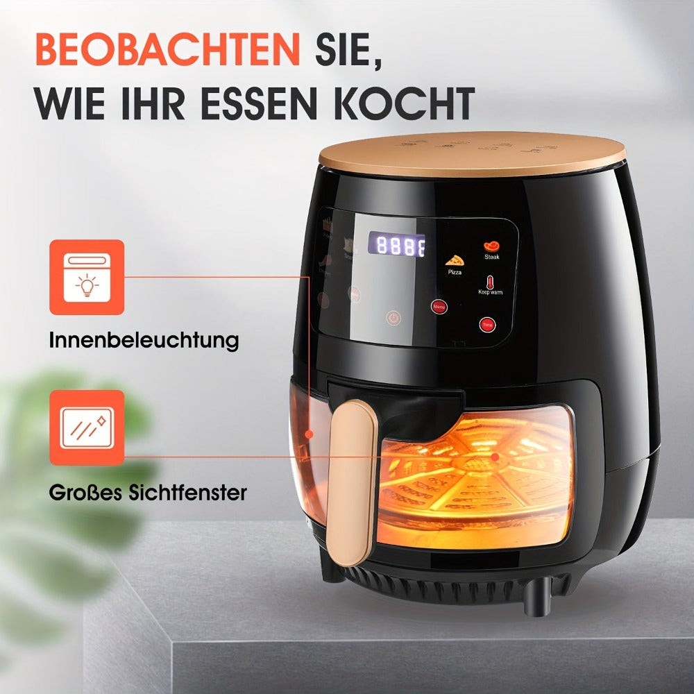 Freidora de Aire Digital de 5.5L, Cocina Saludable Baja en Grasas Sin Aceite, Horneado, Freír y Asar, con Apagado Automático y Protección contra Sobrecalentamiento, Ideal para Papas Fritas, Pollo y Verduras, Blanco y Negro detail image - de