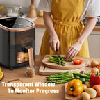 Freidora Digital de 6L con Ventanas Visibles Superior e Inferior, 8 Programas de Cocción, Tiempo de Calentamiento Ajustable, Cocina Saludable sin Aceite, Hornear, Freír y Asar | Ideal para Barbacoas Familiares/Snacks Saludables/Horneado det