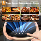 Freidora Digital de 6L con Ventanas Visibles Superior e Inferior, 8 Programas de Cocción, Tiempo de Calentamiento Ajustable, Cocina Saludable sin Aceite, Hornear, Freír y Asar | Ideal para Barbacoas Familiares/Snacks Saludables/Horneado det