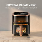 Freidora Digital de 6L con Ventanas Visibles Superior e Inferior, 8 Programas de Cocción, Tiempo de Calentamiento Ajustable, Cocina Saludable sin Aceite, Hornear, Freír y Asar | Ideal para Barbacoas Familiares/Snacks Saludables/Horneado det