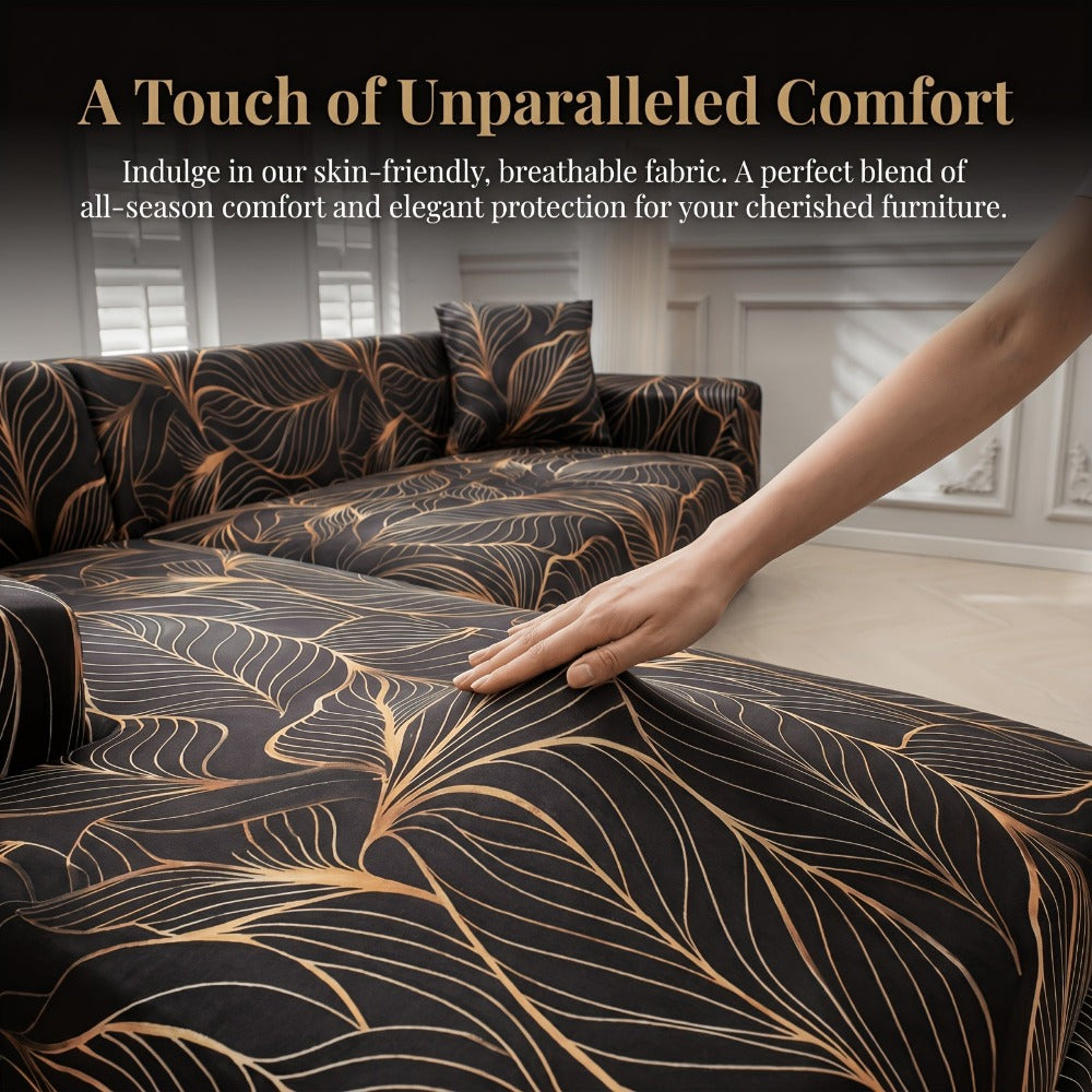Funda para sofá en forma de L con impresión 5D para 3+3 plazas con 2 fundas de almohada - Tejido suave como la leche, fundas protectoras duraderas y elegantes para sala de estar, perfectas para sofás seccionales product image